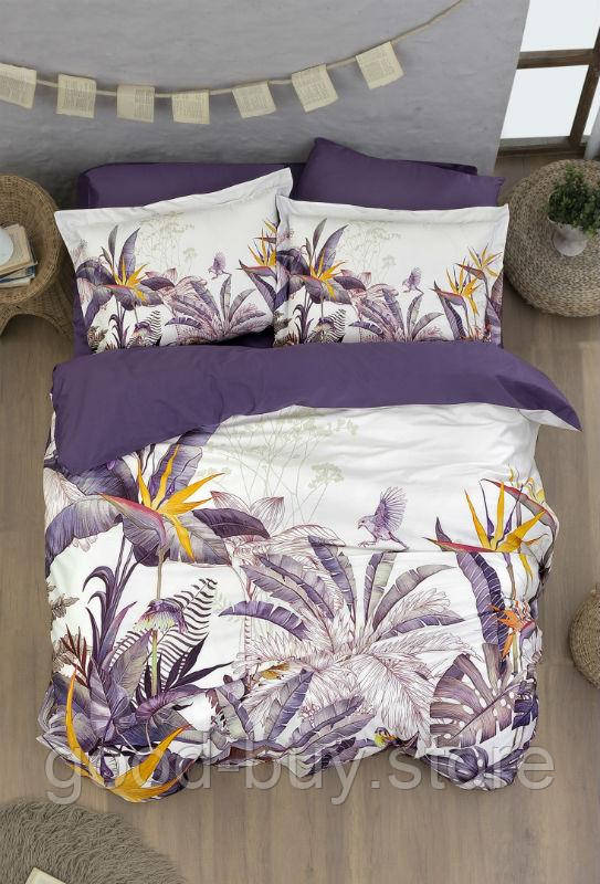 Постільна білизна First choice Palm Garden Purple 3D Satin евро 200х220