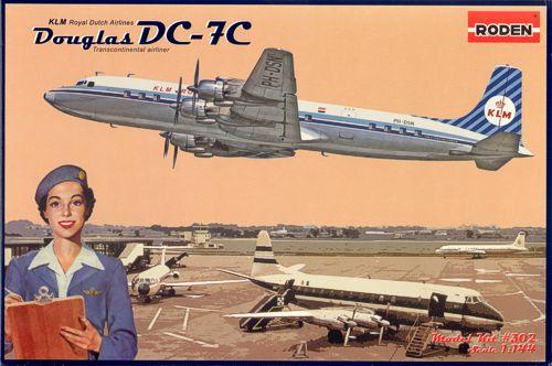 Пластикова модель 1/144 Roden 302 американський авіалайнер Douglas DC-7C KLM Royal Dutch Airlines