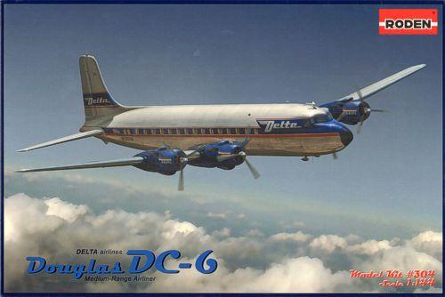 Пластикова модель 1/144 Roden 304 американський авіалайнер Douglas DC-6, Delta Airlines