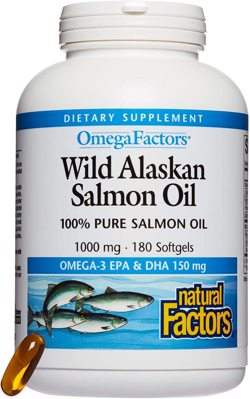 Омега 3 Natural Factors Wild Alaskan Salmon Oil 1000 mg 180 гелевих капсул
