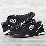 40, 43, 44 р. Кросівки чоловічі чорного кольору з білими вставками (Сгк-321), фото 5
