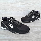 40, 43, 44 р. Кросівки чоловічі чорного кольору з білими вставками (Сгк-321), фото 7