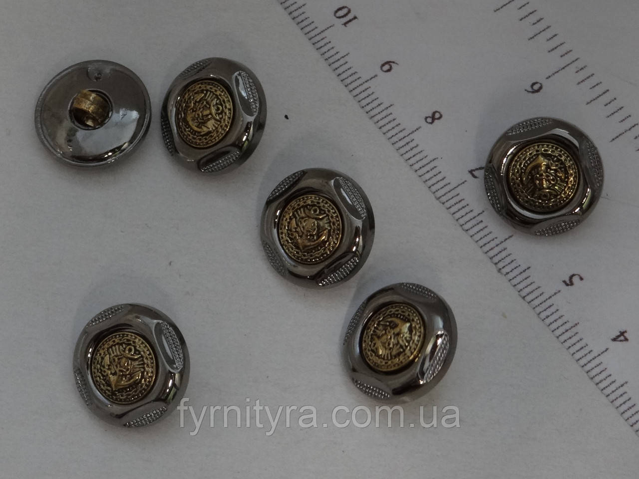 Ґудзик 27мм під метал. на ніжці т. нікель, фото 1