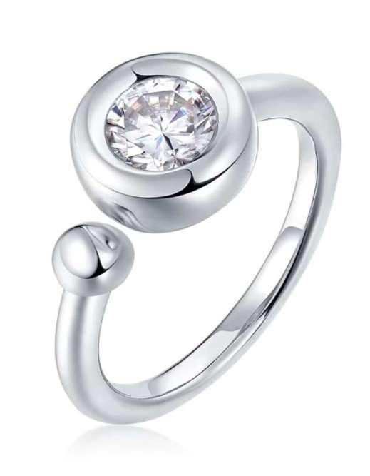 Срібне кільце з муассанитом Розмір 17 Сертифікат, фото 1