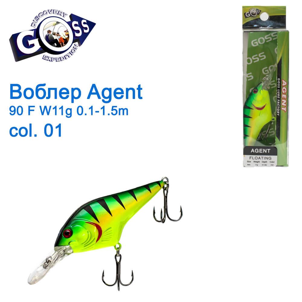 Воблер Goss Agent 90F W11g Floating 0,1-1,5g col. 01
