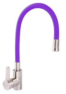 Змішувач для кухні з нержавійки з гнучким виливом Zerix LR 74004-8 фіолетовий