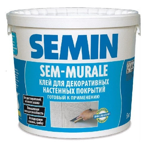 Клей будь-яких тканинних покриттів і всіх видів шпалер SEMIN SEM MURALE, 10 кг