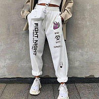 Стильні білі спортивні штани з написами двонитка