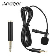 Якісний мікрофон петличний петличка Andoer EY-510A для смартфона, камери, комп'ютера + перехідник