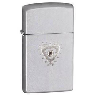 Запальничка Zippo 28328 Heart Bling Swarovski сіра 28328