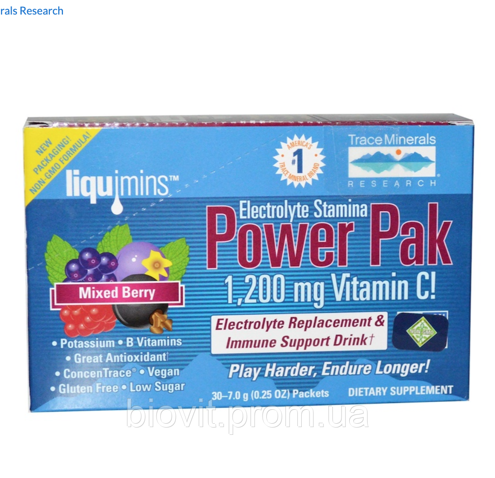 Электролиты (Electrolyte Stamina Power Pak) 30 пакетиков с ягодным вкусом - фото 1 - id-p1343567917