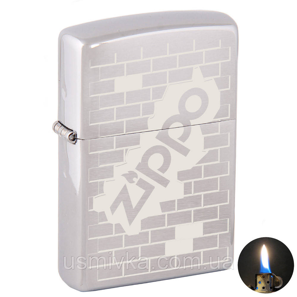 Запальничка Zippo 200 Brushed Chrome сіра 200502