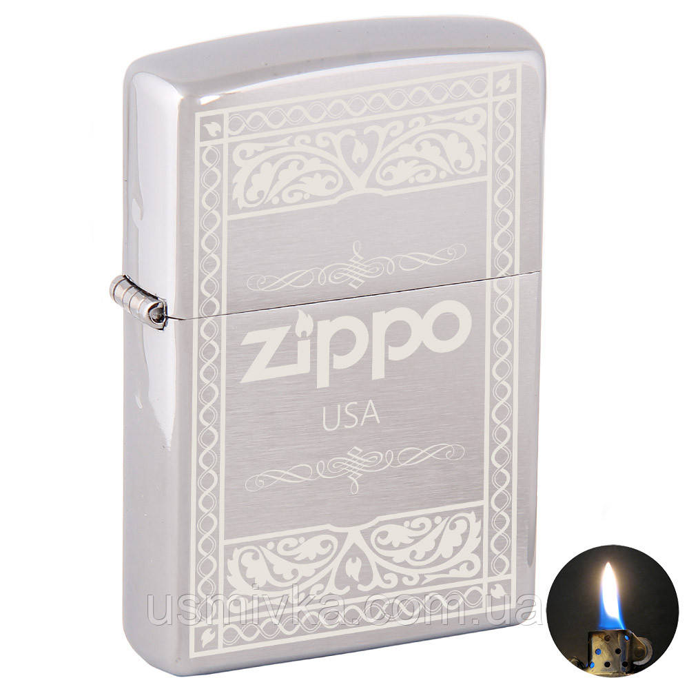 Запальничка Zippo 200 Brushed Chrome сіра 200503, фото 1