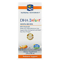 Nordic Naturals, Докозагексаеновая кислота (ДГК) с витамином Д3 для младенцев, 60 мл