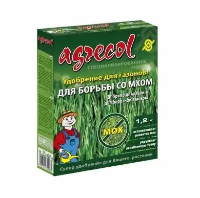 Добриво для газонів та боротьби з мохом NPK (15-0-0) 1,2 кг, Agrecol, фото 1