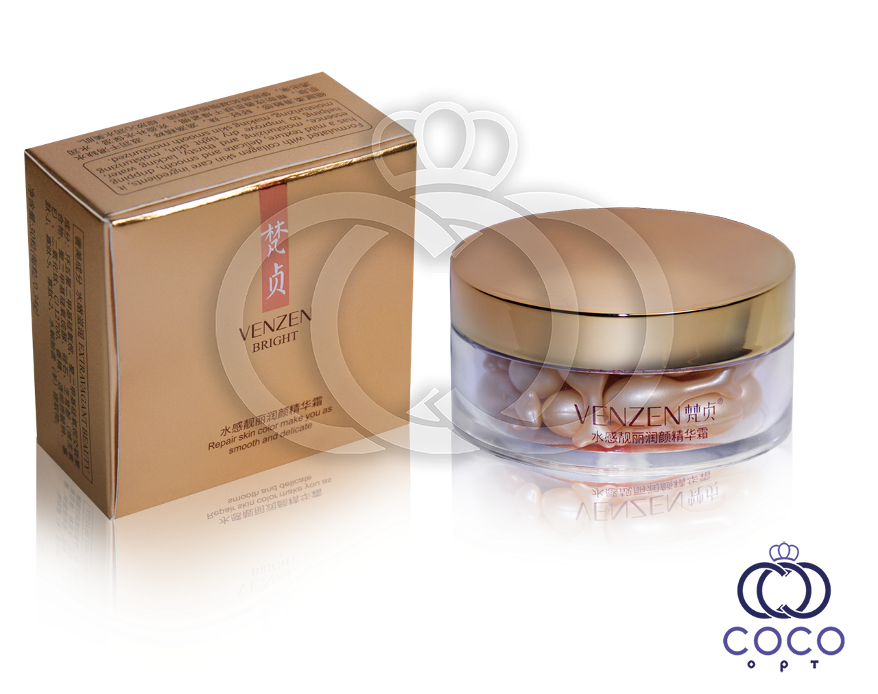 Крем-сироватка для обличчя в капсулах Venzen Bright Collagen з колагеном, фото 1