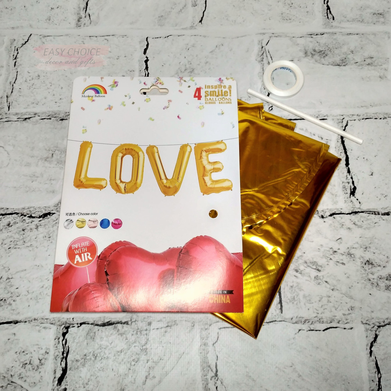 Повітряні кульки літери фольговані LOVE, золото, 65 см