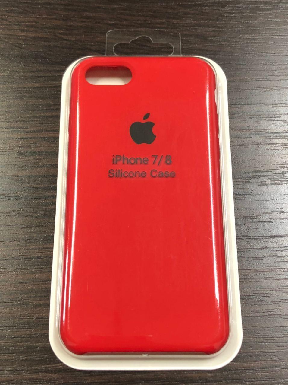Силиконовый чехол для IPHONE (Айфона) SILICON CASE 6. 7, 8. Силикон кейс. Красный.