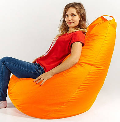 Крісло мішок пуфик груша помаранчеве XL 120х85 см зі зйомним чохлом
