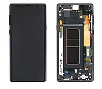 Дисплей модуль тачскрин Samsung N960 Galaxy Note 9 черный Amoled оригинал переклеенное стекло в рамке Midnight