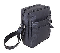 Чоловіча шкіряна сумка Dovhani Dov-3922-45 Ш19 х В21 х Г7,5-8,5 см Чорна, фото 4