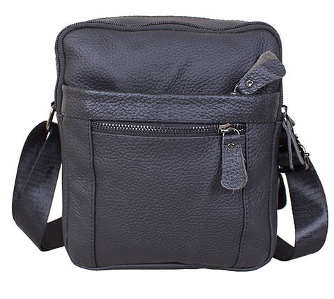 Чоловіча шкіряна сумка Dovhani Dov-3922-45 Ш19 х В21 х Г7,5-8,5 см Чорна, фото 1