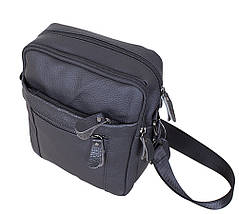 Чоловіча шкіряна сумка Dovhani Dov-3922-45 Ш19 х В21 х Г7,5-8,5 см Чорна, фото 3