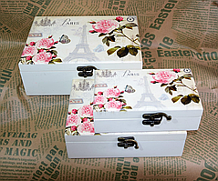 ❤️Набір дерев'яних скриньок для прикрас Париж з дзеркалом