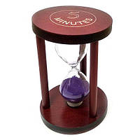 Пісочний годинник у дереві на 5 хвилин фіолетовий пісок