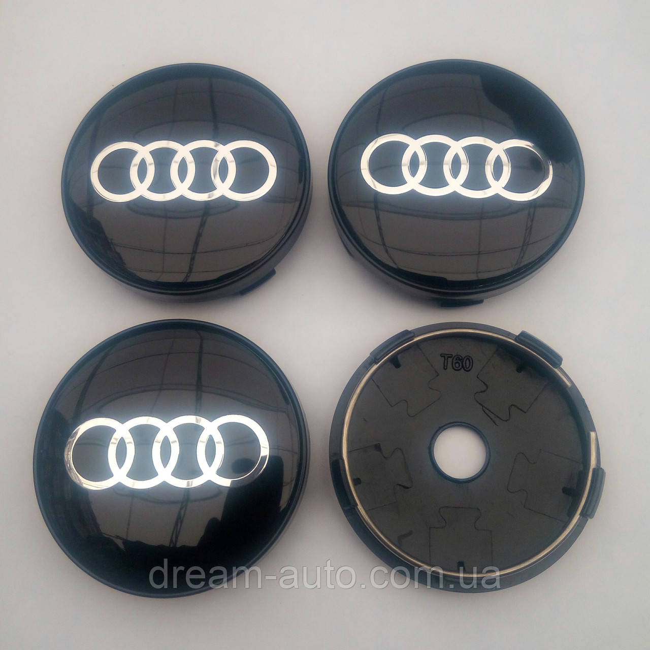 Ковпачки в диски Audi 56*60 мм чорні