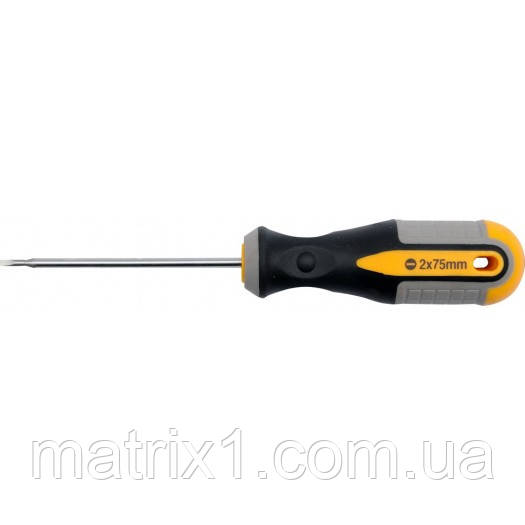 Викрутка плоска SL2 Х 75 мм CrV, трикомпонентна рукоятка VOREL (Польща), фото 1