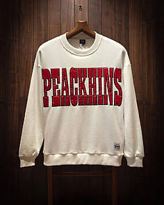 Світшот кофта чоловіча біла весна-осінь молодіжна без капюшона Peackhins White