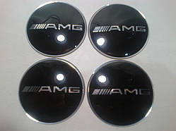 Наклейка опукла на ковпачок диска Mercedes Benz AMG 65 мм чорна