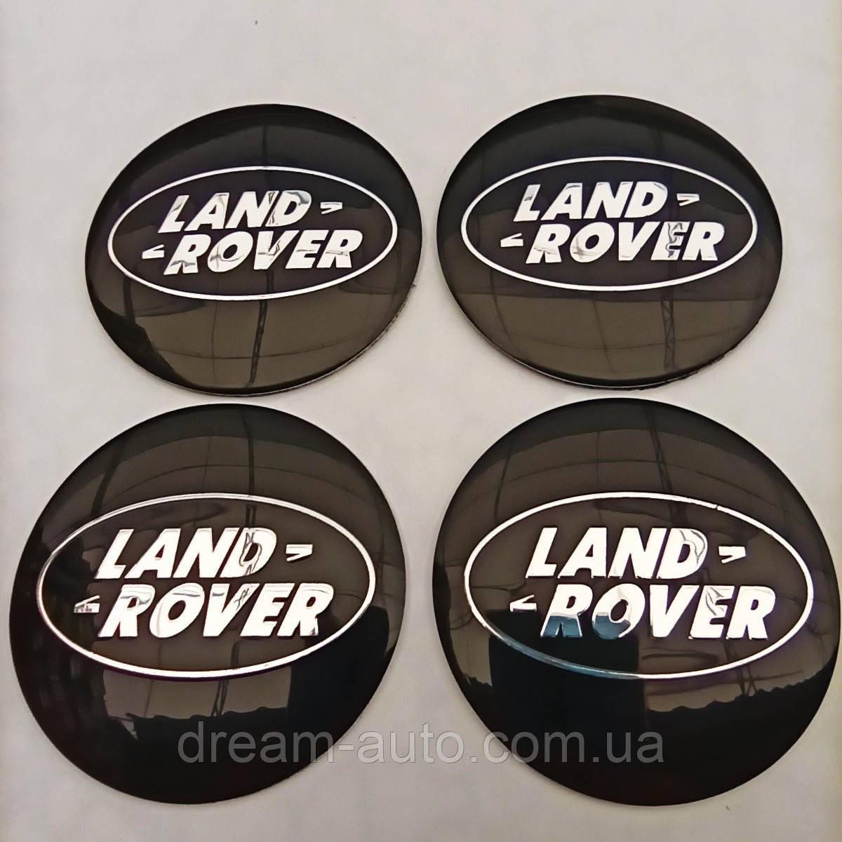 Наклейка опукла на ковпачок диска Land Rover 65 мм чорна