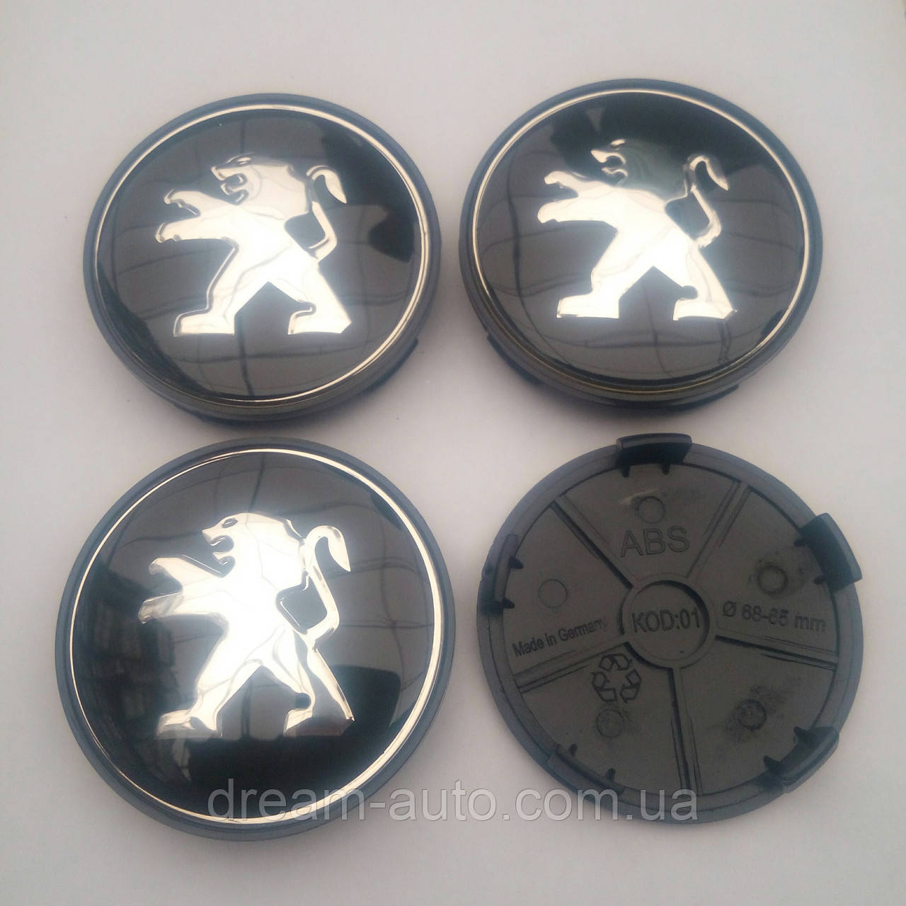 Ковпачки в диск Peugeot 65-68 мм чорні, фото 1