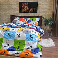 Постільна білизна Королева Ночі (Бязь) | Полуторний комплект | 50х70 | Коти на різнобарвному, фото 2