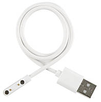 Магнітний USB кабель для годинників на 2 конектора (7.62 мм) 80 см. Білий