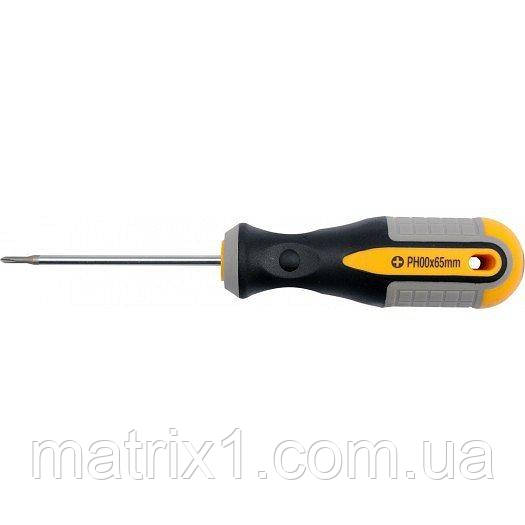 Викрутка хрестоподібна PH00 Х 65 мм CrV, трикомпонентна рукоятка VOREL (Польща), фото 1