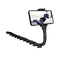 Гнучкий тримач для телефона універсальний із присосками Cute Worm Lazy Holder Black