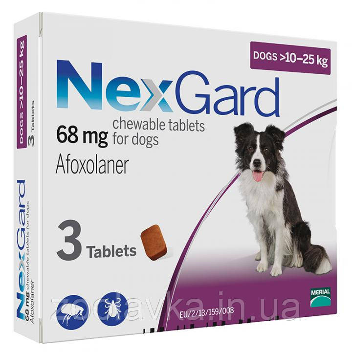 NexGard (Нексгард) - Жувальна таблетка від кліщів і бліх для собак вагою від 10 до 25 кг, 1шт