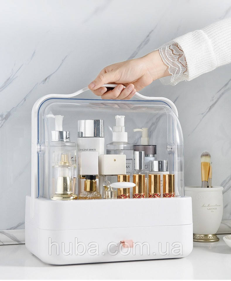 Органайзер-стійка для косметики Cosmetic Storage Box з 1 шухлядою білий LD 388