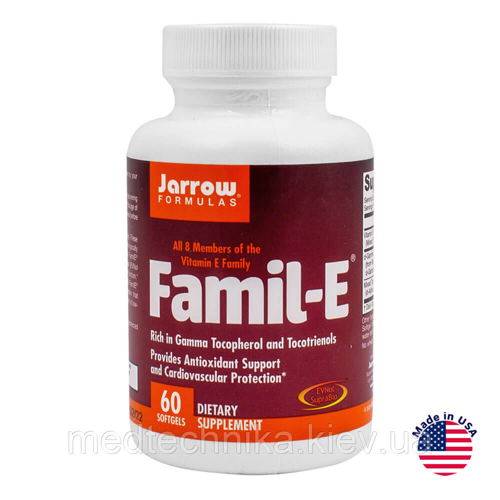 Комплекс вітамінів "Famil-E", 60 капсул, Jarrow Formulas