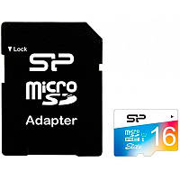 Карта памяти Silicon Power microSDHC 16Gb Elite Color UHS-1 + Adapter SD