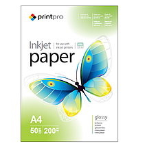 Фотопапір PrintPro, глянсовий, A4, 200 г/м2, 20 л (PGE200020A4)