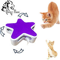 Интерактивная игрушка Звезда с пером для кошек смарт когтеточка Фиолетовая Интерактивные игрушки для кошек