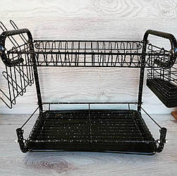 Сушарка з неіржавкої сталі для посуду настільна Edenberg EB-2108M Мармурове покриття Чорний