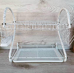 Сушарка з неіржавкої сталі для посуду настільна Edenberg EB-2109M Мармурове покриття Біла