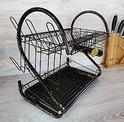 Сушарка з неіржавкої сталі для посуду настільна Edenberg EB-2109M Мармурове покриття Чорна