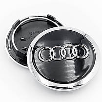 Ковпачки (заглушки) в литі диски AUDI (Ауді) 69 мм Чорні з хром обідком (4B0601170A), фото 4