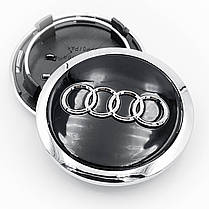 Ковпачки (заглушки) в литі диски AUDI (Ауді) 69 мм Чорні з хром обідком (4B0601170A), фото 3